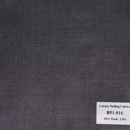 B51.016 Kevinlli V2 - Vải Suit 50% Wool - Xám Trơn